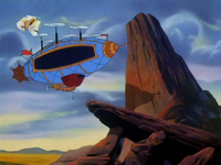 Chromosome Quint's aircraft flying beside Pride Rock