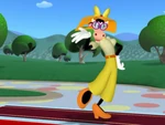 Clarabelle with a cheese hat and glasses
