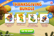Thanksgiving Bundle (Pumpkin Pie Stand + Sunflowers + Scarecrow Pumpkin Patch + Character Scroll Tokens)