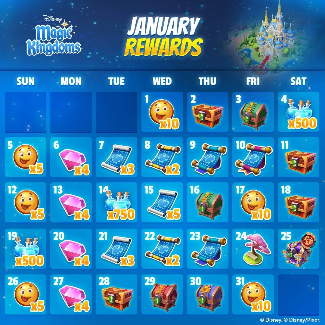 Daily Rewards Calendar | Disney Magic Kingdoms Wiki | Fandom