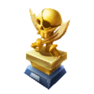 Pirates of the Caribbean themed gold trophy