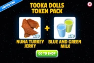 Tooka Dolls Token Pack (Nuna Turkey Jerkey Tokens + Blue and Green Milk Tokens)