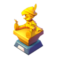 Pinocchio themed gold trophy