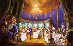 A concept drawing of the Be Our Guest Restaurant in the Beauty and the Beast section of New Fantasyland.