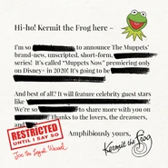 Muppets Now Announcement.jpg (866 KB) The letter Kermit wrote, with bits scribbled out by Joe The Legal Weasel