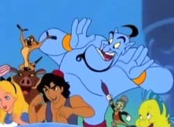 O Gênio com outros personagens Disney em O Point do Mickey.