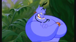 O Gênio em sua primeira aparição, em Aladdin.