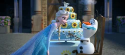 Olaf com Elsa em Frozen: Febre Congelante.