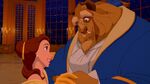 Belle and Beast share a heartfelt moment while they dance.