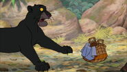 Bagheera The Black Panther is scared of little baby Mowgli's crying