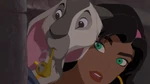 Esmeralda and Djali wondering why Phoebus gave them money