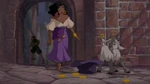 Esmeralda comes to help Djali get the money...