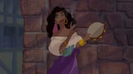 Esmeralda playing her tambourine