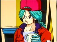 Bulma scolding her son about trying to defeat the androids as a super saiyan, and that this won't make Gohan happy at all.