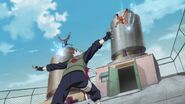 Naruto and Sasuke's fight being stopped by Kakashi.