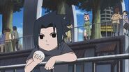 Sasuke eating lunch at the Ninja Academy.