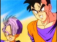 Future Gohan and Trunks learn that the androids are attacking another city.