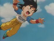 Goku Jr. jumps in the air