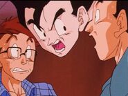 Gohan tells his classmates that the hero's name is Great Saiyaman