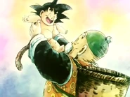 Grandpa Gohan happily holding Infant Goku.