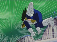 Vegeta throws the one in his grasp far away from the group