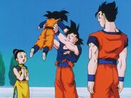 Goten is happy to see his dad again