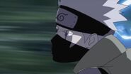 Kakashi using his Lightening Cutter on the 3 enemy shinobi.