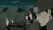 Hiashi with his family while he tells Obito that the Hyuga clan is the mightiest noble family of Konoha.