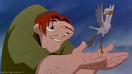 Quasimodo helps the baby bird fly