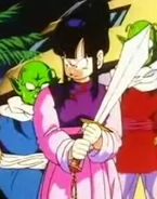 Chi-Chi holding a sword