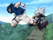 Sasuke battling Kakashi.