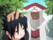 Sasuke with Sarutobi Hiruzen.