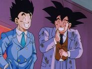 Goku hearing a lecture from Chi-Chi