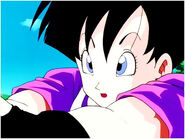 Videl stretch her muscle and asked Gohan about his friends and family