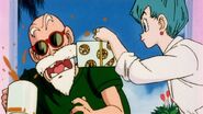 Bulma gives Roshi dumplings