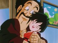 Pan is happy to see grandpa Hercule