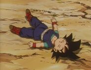 Goku Jr. falls unconscious after his first fight