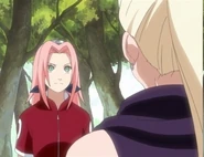 Sakura tells Ino that Sasuke is on her team.