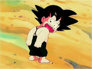 Goku shock that his tail gone