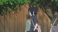 Sasuke walking out of the Ninja Academy.