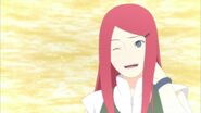 Kushina apologizing to Naruto for hitting him, and saying to him that she hope that he didn't inherit her catchphrase.