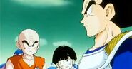 Gohan and Krillin thank Vegeta for his interference and saving their lives but he brushes them off