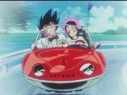 Chi-Chi and Goku in a car after their wedding.
