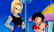 Kuririn and his family on Kami's Lookout