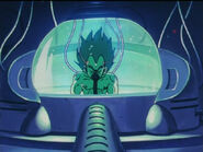 Vegeta still sleeping about his fight with Goku and his friends on Earth in the rejuvenation chamber