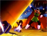 Videl saw the Great Saiyaman arrived to save her