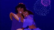 Aladdin celebrates his engragement as Jasmine's husband.