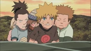 Choji and the others try to get Yota out of Konoha.