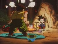 Goku Jr. is scare when Puck tells him to run