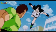 Videl leaps kick Jimbo